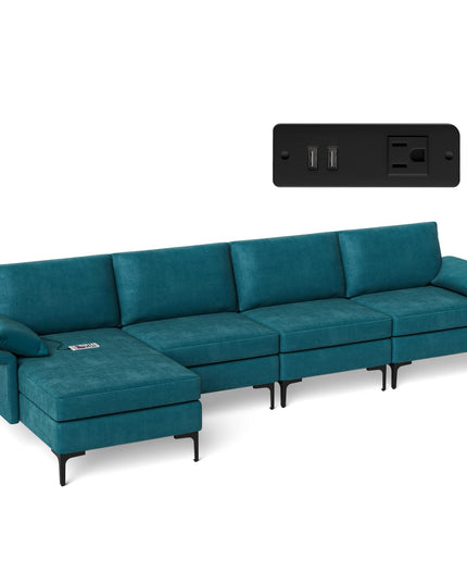 Giantex 130.5" L Convertible Sofa Couch, Sectional Sleeper