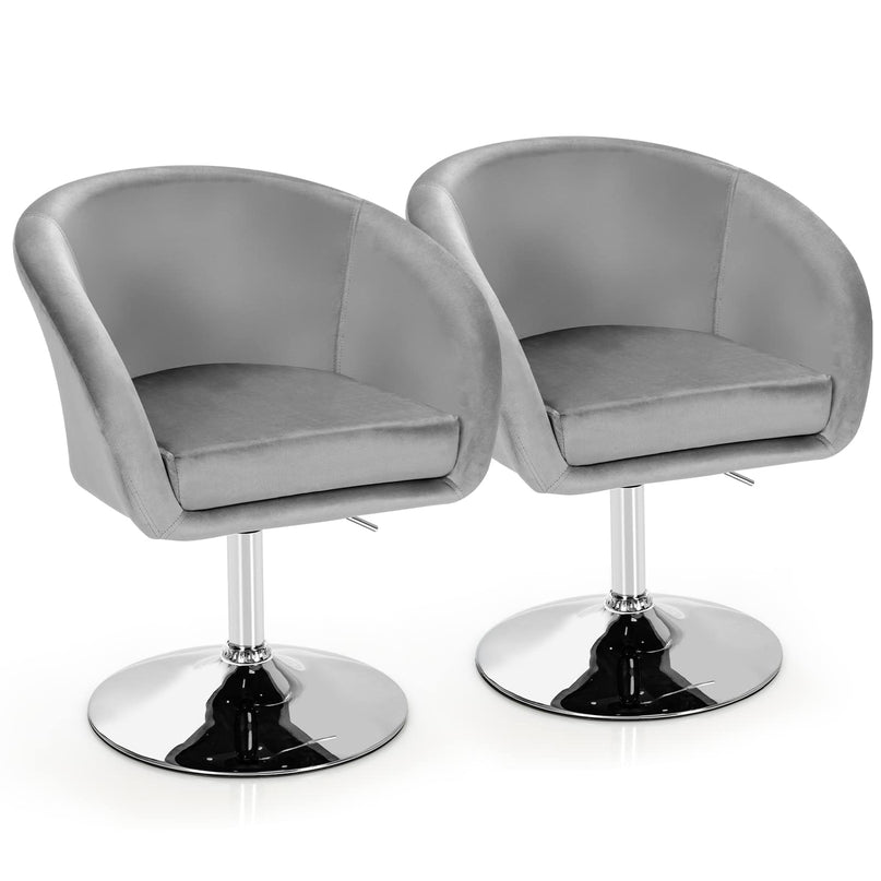 Height Adjustable Modern Velvet Makeup Chair with Chrome Frame