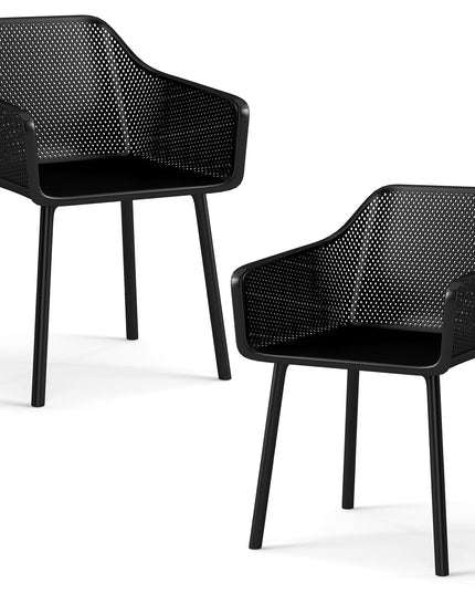 Giantex Plastic Dining Chairs w/Breathable Mesh Backrest Wide Seat Sturdy Supporting Legs