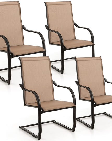 Giantex Patio Chairs, High Back Outdoor Chairs w/Sled Base, All Weather Fabric