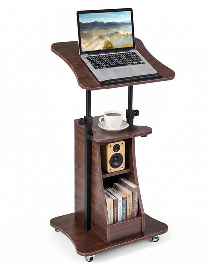 Giantex Sit-to-Stand Mobile Podium Stand Height Adjustable Rolling Lectern Desk