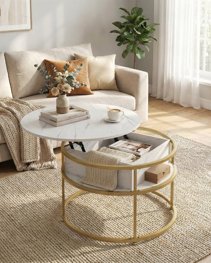 Giantex 31.5" Round Lift Top Coffee Table Farmhouse Center Table