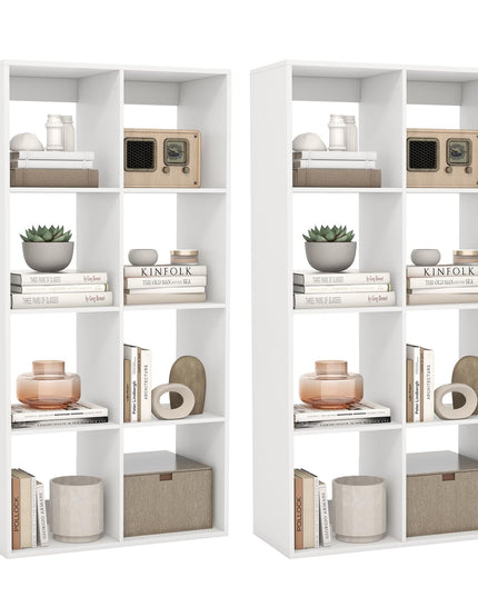 Giantex 8-Cube Bookcase, White Cubby Bookshelf w/Back Guardrail & Anti-Tipping Kits