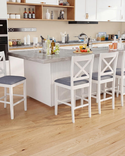 Giantex 24" Farmhouse Bar Stools Set of 2/4 Cross Back Counter Height Chairs