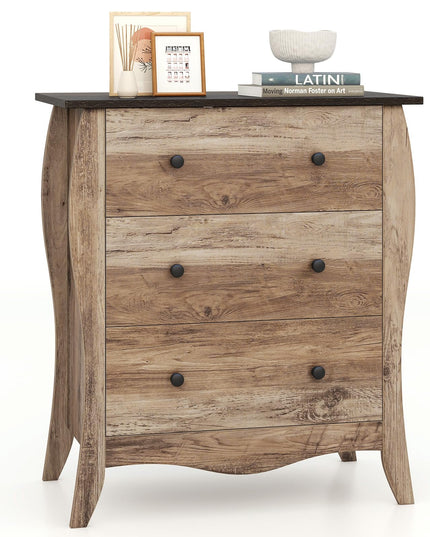 Giantex Storage Cabinet with Foldable & Detachable Fabric Drawers, Anti-Tipping Kit, 26.5” x 15” x 30” Farmhouse Floor Cabinet