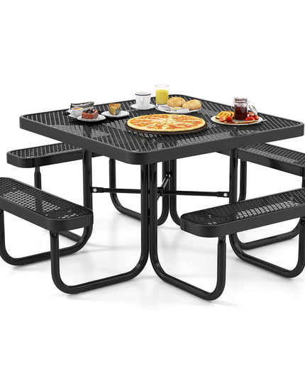 Giantex Picnic Table Set for 8 Persons, Heavy Duty Outdoor Table and Bench Set w/Umbrella Hole