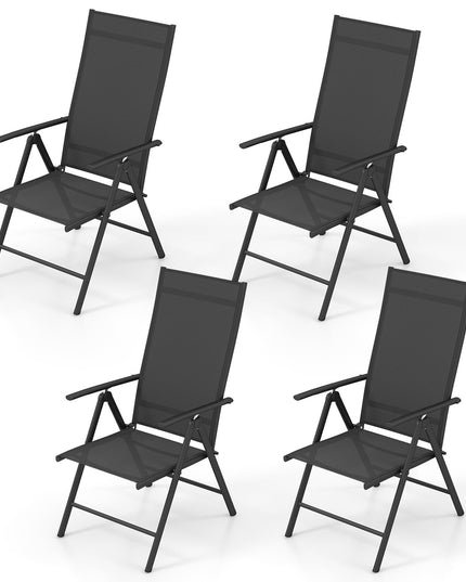 Giantex Folding Patio Chairs, High Back Outdoor Chairs with 7-Level Adjustable High Backrest