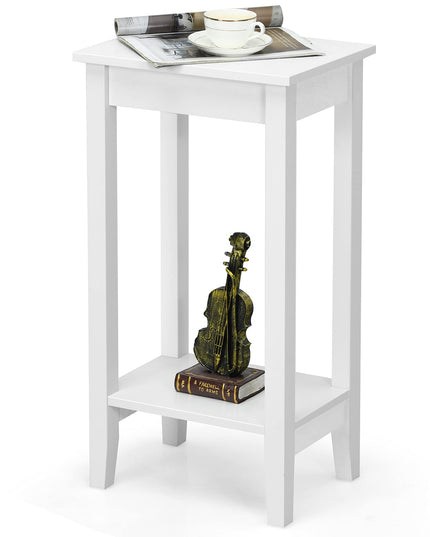 Giantex 2-Tier End Table Tall Nightstand, Simple Design Sofa Bedside Table