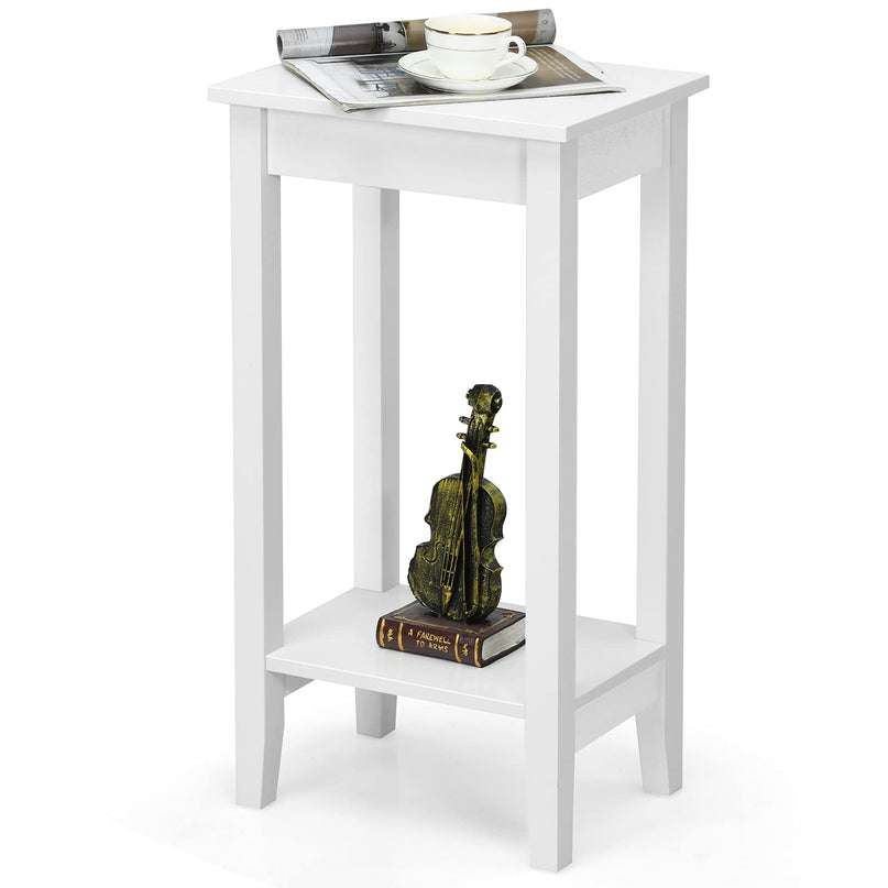 Giantex 2-Tier End Table Tall Nightstand, Simple Design Sofa Bedside Table