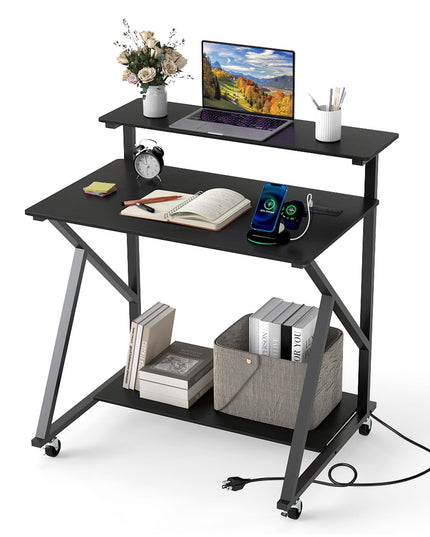 Petit bureau roulant Giantex avec rangement Bureau d'ordinateur compact