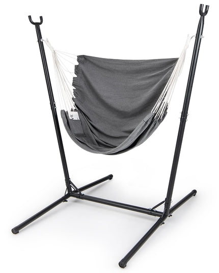 Giantex Hammock Chair with H-Shaped Stand - Heavy Duty Swing Chair with 6-Position Adjustable Height and Side Pocket