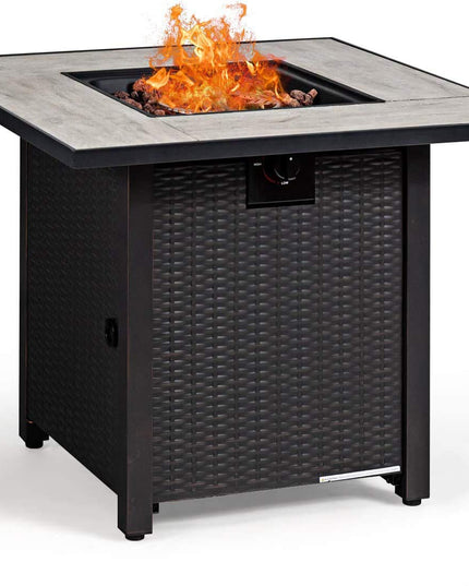 Giantex Propane Fire Pit Table, 30 inch 50,000 BTU Square Gas Firepits w/ Ceramic Tabletop