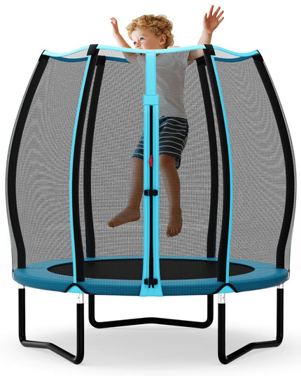 Giantex 55" Trampoline for Kids, Mini Toddler Trampoline w/Enclosure Net, Safety Pad, Outdoor Indoor Kids Trampoline for Boys Girls Gift, Blue