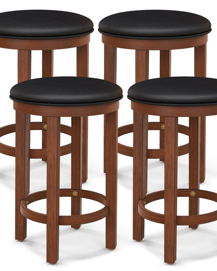Giantex Bar Stools Set, 25-Inch Counter Height Stools with Round Seat, Footrest, Wooden Frame