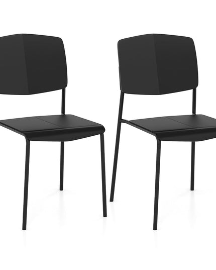 Giantex Stackable Dining Chairs Set, Modern Kitchen Chairs w/Metal Legs & Curved Back, Load up to 350 LBS