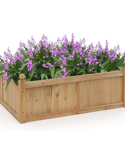 Wood Raised Garden Bed, 46” x 24” x 16” Rectangular Flower Box w/Drainage Holes