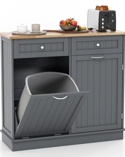 Giantex Kitchen Trash Cabinet, Kitchen Island with Tilt Out Garbage Bin