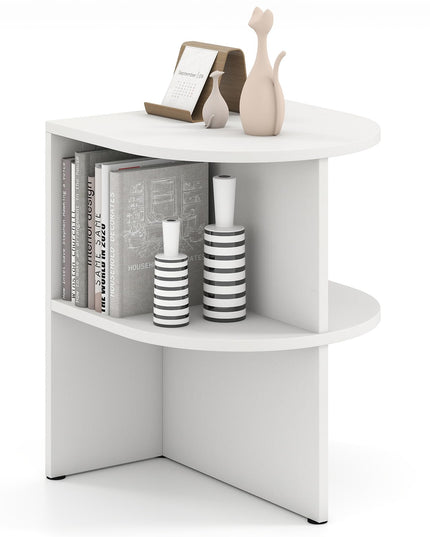 Giantex 2-Tier Half Moon Sofa Side Tables