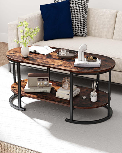 Giantex 2-Tier Coffee Table Oval Center Table