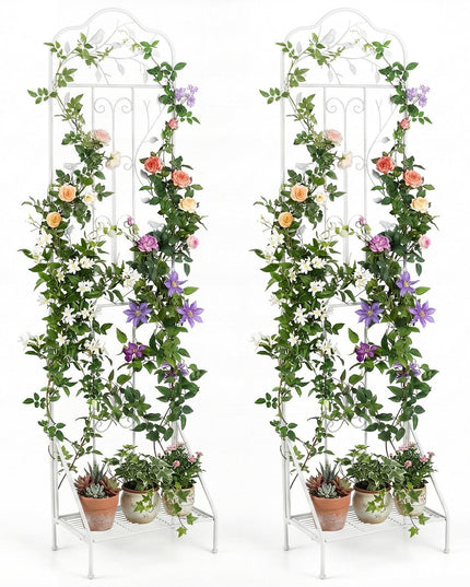 Giantex Metal Garden Trellis for Climbing Plants with Foldable Bottom Shelf (1/2)