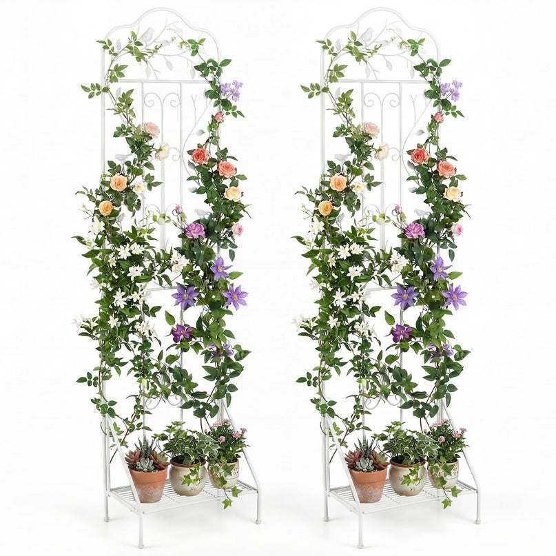 Giantex Metal Garden Trellis for Climbing Plants with Foldable Bottom Shelf (1/2)