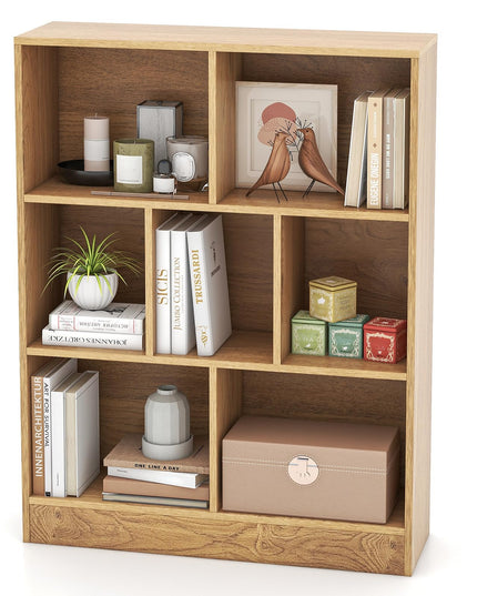 Giantex 7 Cube Bookcase 4-Tier Freestanding Bookshelf w/ 7 Open Compartments