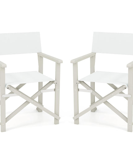Giantex Set  Folding Director Chairs, Lightweight Patio Camping Chair with Acacia Wood Frame & Oxford Fabric Seat