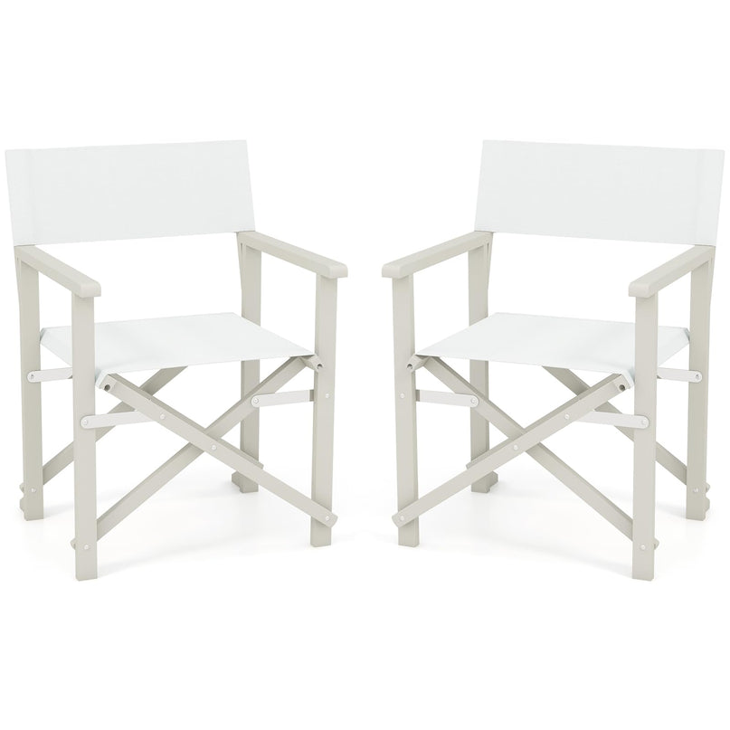 Giantex Set  Folding Director Chairs, Lightweight Patio Camping Chair with Acacia Wood Frame & Oxford Fabric Seat