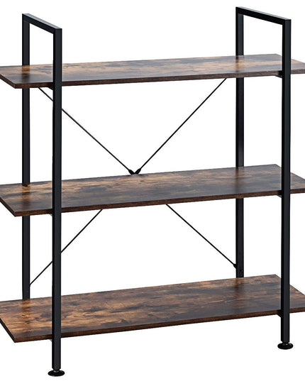 Giantex 3-Tier Industrial Bookshelf, Vintage Bookcase w/ Metal Frame