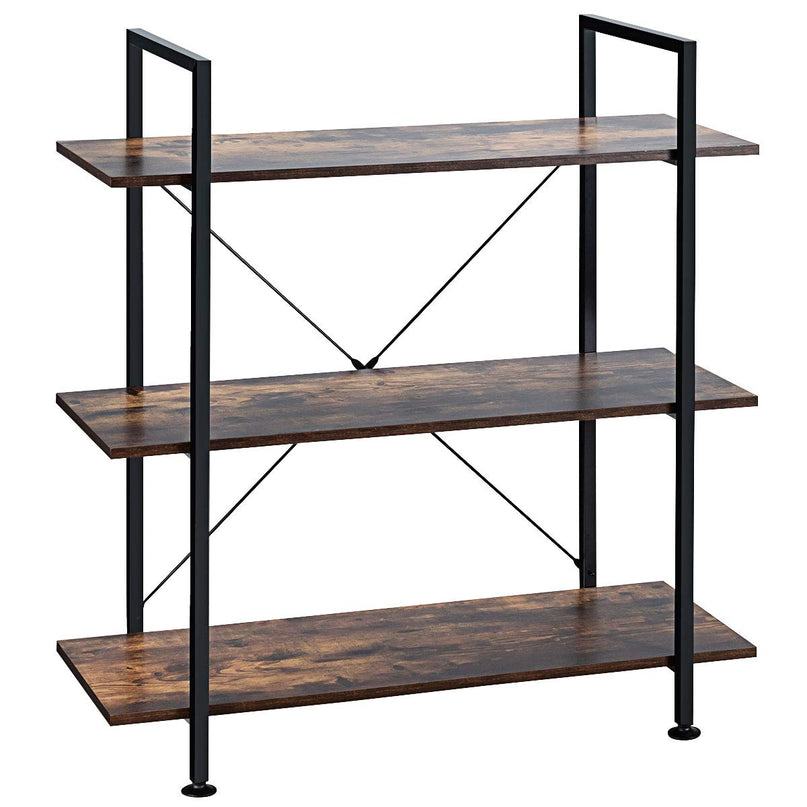 Giantex 3-Tier Industrial Bookshelf, Vintage Bookcase w/ Metal Frame