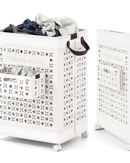 Giantex 75L Plastic Laundry Hamper with Wheels for Bathroom