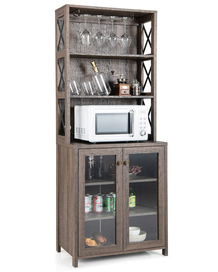 Giantex Buffet Hutch, 2 Door Sideboard, Storage Bar Cabinet w/Glass Holder