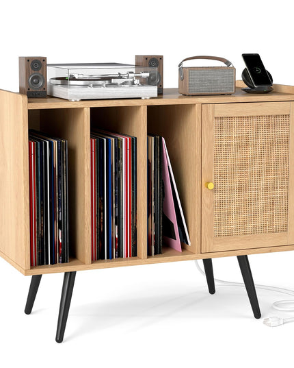 Meuble pour tourne-disque Giantex avec station de recharge | Étagère de présentation pour disques vinyles pour salon