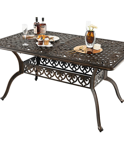 Giantex Patio Dining Table, Cast Aluminum Outdoor Table for 6 or 8 Persons, Heavy-Duty Structure