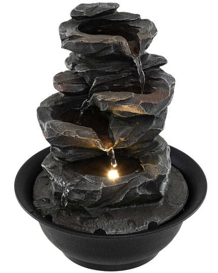 Giantex Warm Light Rock Tabletop Water Fountain Zen Meditation