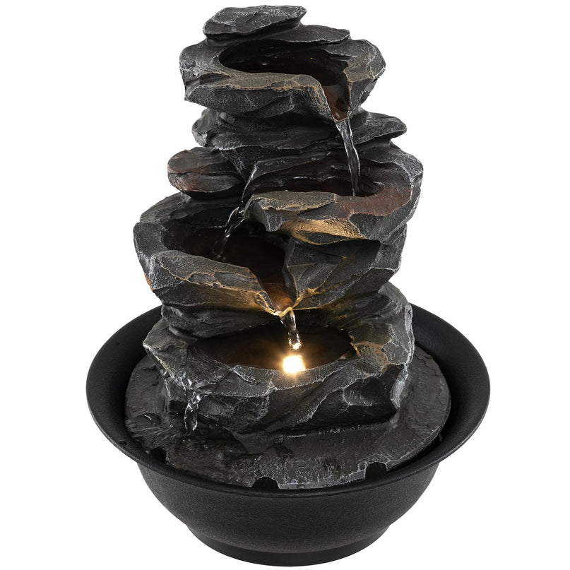 Giantex Fontaine d'intérieur de table lumineuse chaude Rocher Méditation Zen