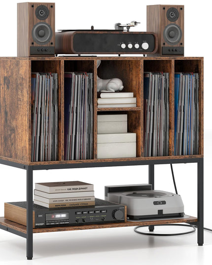 Giantex Turntable Stand with Storage Shelves Hold Up to 150+ Albums