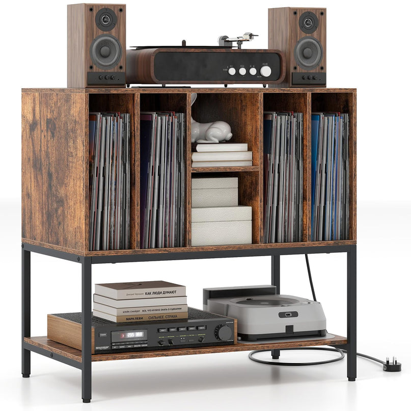 Giantex Turntable Stand with Storage Shelves Hold Up to 150+ Albums