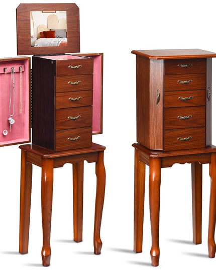 Giantex Standing Jewelry Cabinet Armoire with Top Flip Mirror