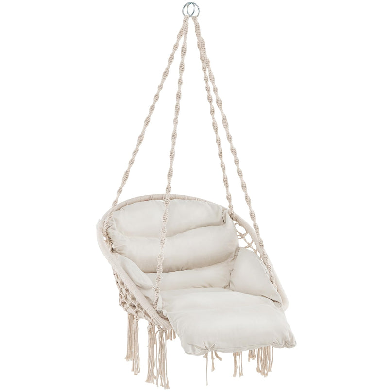 Giantex Hanging Chair Outdoor, Hammock Chair with Thick Cushion & Macrame