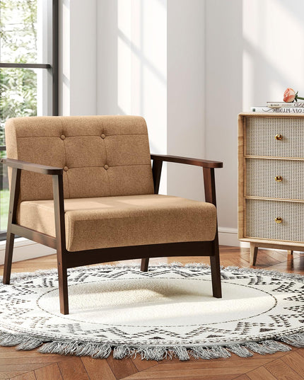 Giantex Mid-Century Modern Accent Chair Oversized Armchair(Beige)