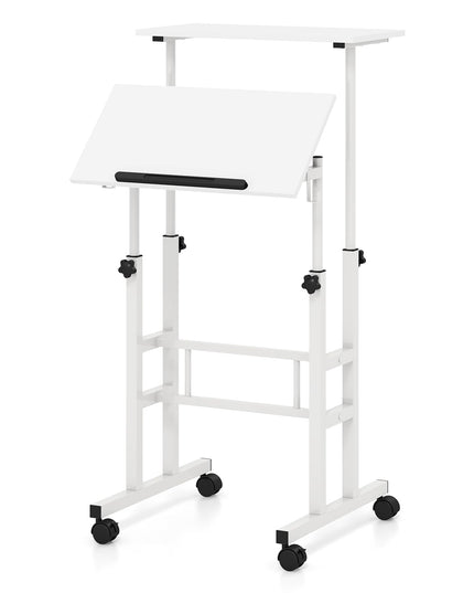 Giantex Mobile Stand up Desk, Height Adjustable, 24"D x 22"W x 49"H