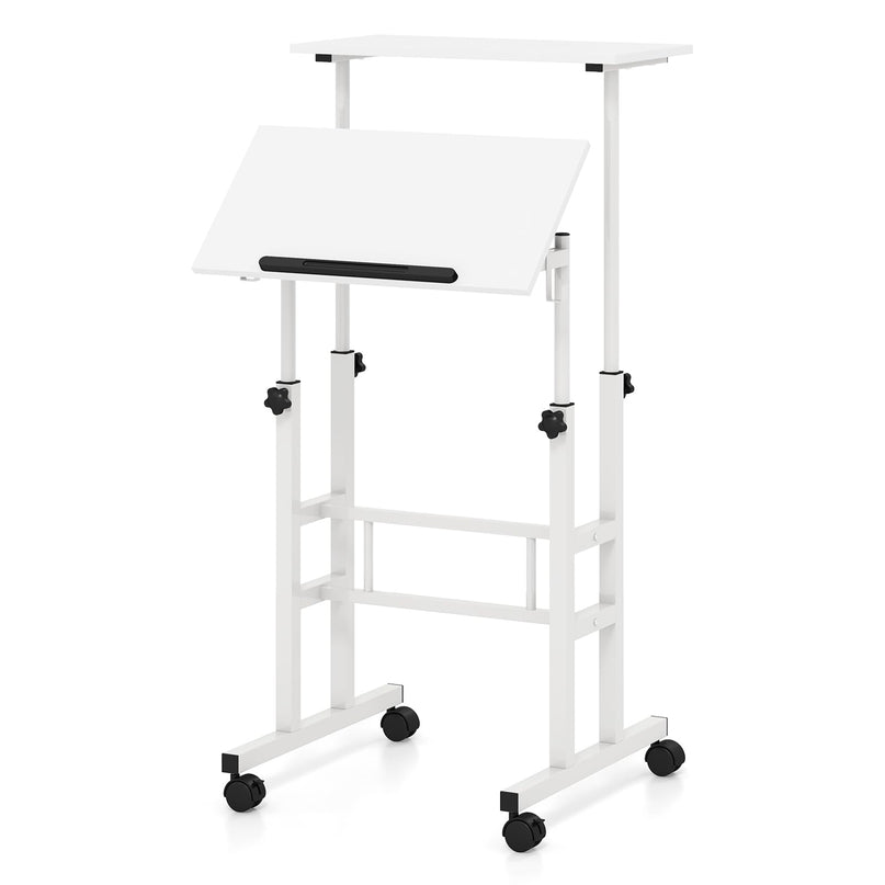 Giantex Mobile Stand up Desk, Height Adjustable, 24"D x 22"W x 49"H