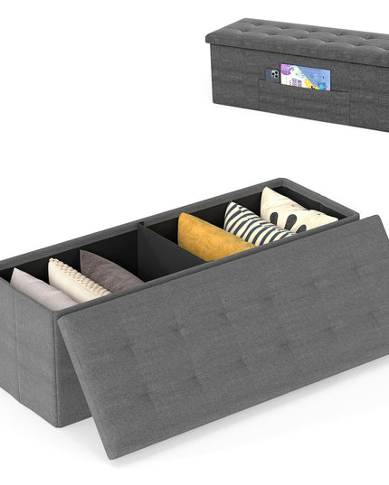 Giantex 43 Inches Folding Storage Ottoman Bench for Living Room