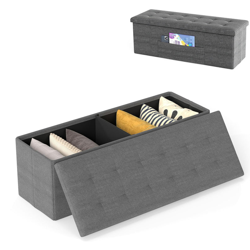 Giantex 43 Inches Folding Storage Ottoman Bench for Living Room