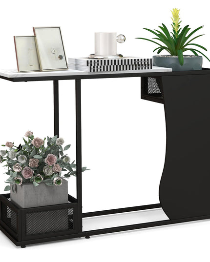 Giantex 43.5" Console Table for Entryway - Modern Entry Table with Faux Marble Top