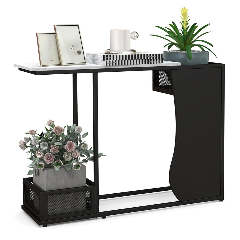 Giantex 43.5" Console Table for Entryway - Modern Entry Table with Faux Marble Top