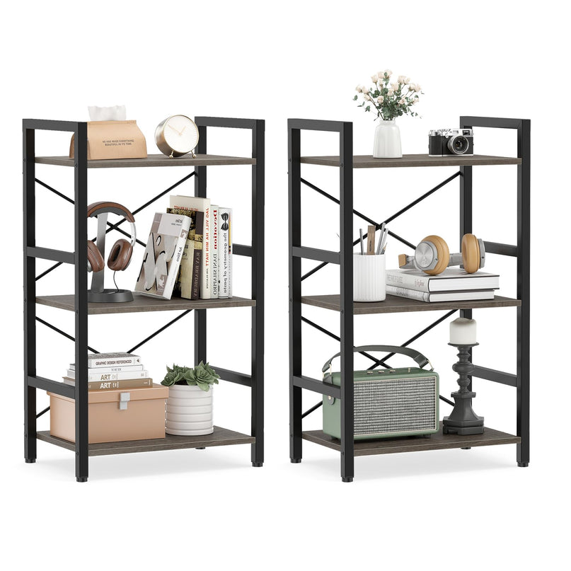 Giantex 3-Tier Narrow Freestanding Display Shelf with Metal Frame & Wooden Storage Racks(1/2)