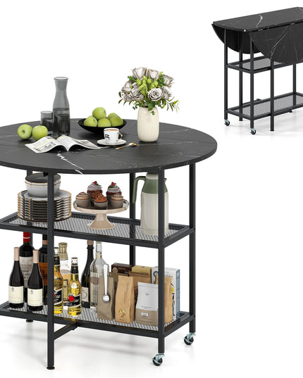 Giantex Folding Dining Table with Lockable Wheels