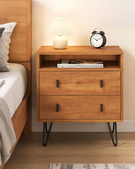 Table de chevet Giantex avec 2 tiroirs pour chambre à coucher et bureau